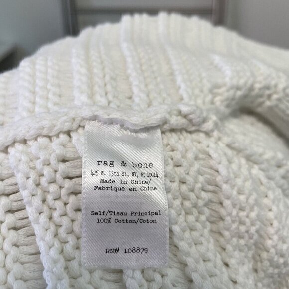 Rag & Bone Knit Cotton Jumper Crewneck Sweater Pullover White size Medium - Picture 8 of 8